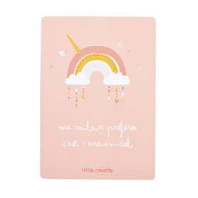 grande carte postale décorative chambre d'enfant fille format A5 motif arc-en-ciel et phrase optimiste