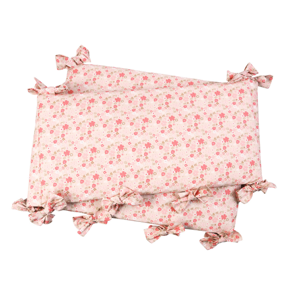 tour de lit bébé fille fleurs roses coton bio oekotex