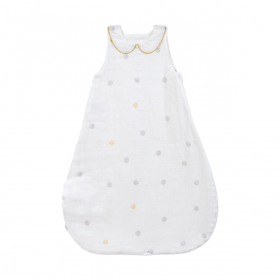 Gigoteuse été légère en lange blanche fille col claudine tog 0,5 motif pois en coton bio oekotex