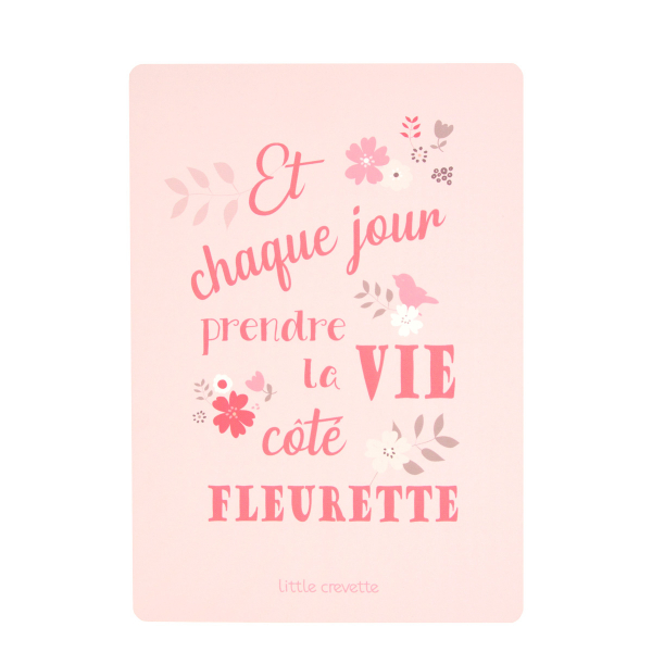 carte postale bébé message optimiste fleurs roses