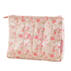 Mignonne trousse de toilette enfant fille à fleurs rose et lin brodée du texte Lovely en coton enduit PVC Mila
