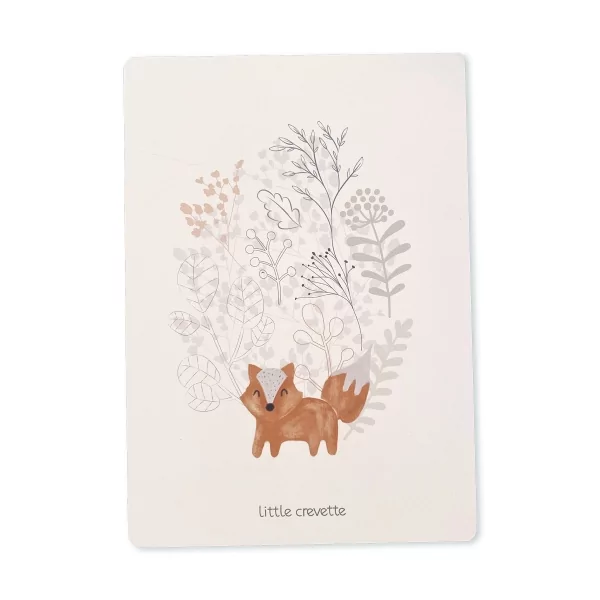carte postale décorative renard et feuillage format A5 à encadrer