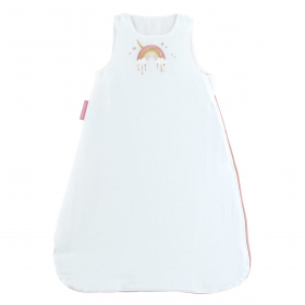 gigoteuse été légère en double gaze coton bio écrue broderie arc en ciel Utopia