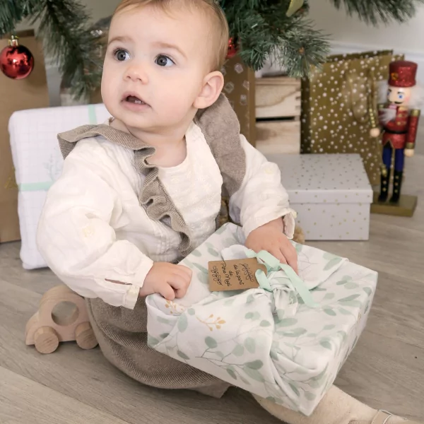 lot de langes bébé en coton bio thème Noël