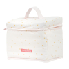 Trousse de toilette plutôt fille rose pale brodé d'une couronne intérieur imperméable format vanity en coton bio