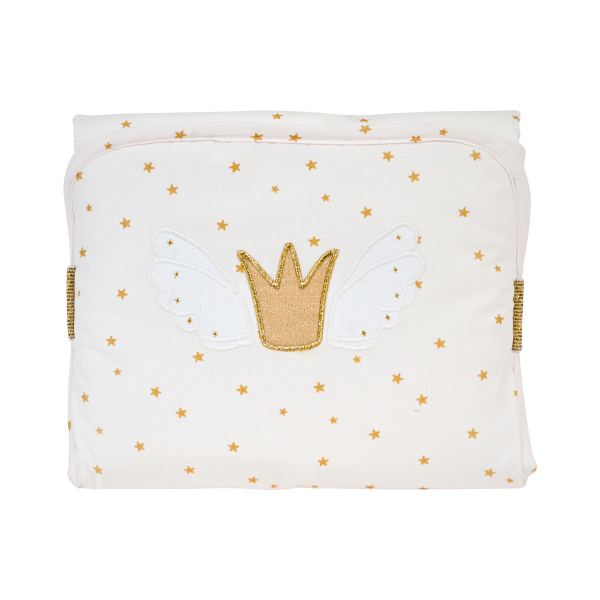 tapis à langer de voyage imperméable fille rose et doré thème princesse oekotex et coton bio