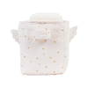 Bac rangement à couches en tissu rose pâle motif étoiles dorées, avec petites ailes en relief, coton bio