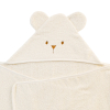 cape de bain bébé rectangulaire à oreilles ourson  écrue coton bio oeko-tex