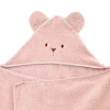 cape de bain bébé rectangulaire à oreilles ourson rose pâle coton bio oeko-tex