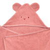 cape de bain bébé rectangulaire à oreilles ourson bois de rose coton bio oeko-tex