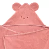 cape de bain bébé rectangulaire à oreilles ourson bois de rose coton bio oeko-tex