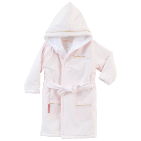 peignoir enfant fille rose pale et doré coton bio et oekotex doublé éponge