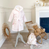 peignoir enfant fille rose pale à capuche coton bio et oekotex