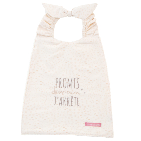 Grande serviette élastiquée coloris crème glacée mixte brodé phrase rigolote en coton bio oekotex