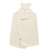 cape de bain bébé rectangulaire à oreilles ourson écrue coton bio oeko-tex brodée au prénom