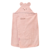 cape de bain bébé rectangulaire à oreilles ourson rose pâle coton bio oeko-tex brodée au prénom