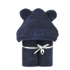 cape de bain bébé à oreilles Baby Shower bleu marine coton bio oeko-tex