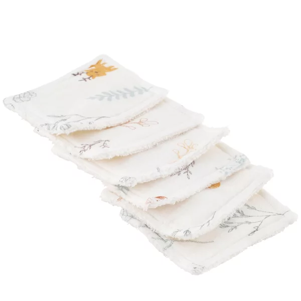 Lot de 12 lingettes bébé lavables et réutilisables en coton bio et oekotex renard