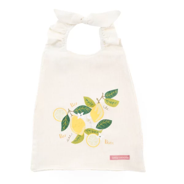 Serviette bavoir élastiqué mixte fille garçon motif Citron feuille en coton bio oekotex