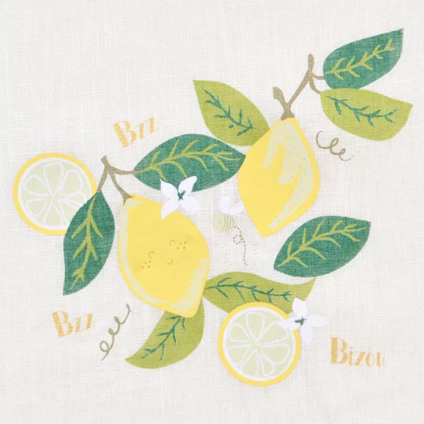 Serviette bavoir élastiqué mixte fille garçon motif Citron feuille en coton bio oekotex