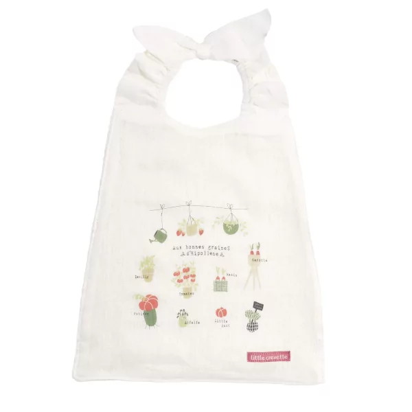 Serviette bavoir élastiqué mixte fille garçon motif légumes et plantes en coton bio oekotex