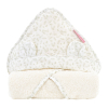 cape de bain bébé éponge coton bio capuche avec oreilles motif feuilles de buis