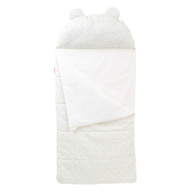 sac de couchage enfant maternelle coton bio avec oreiller intégré et sac de transport motif feuilles