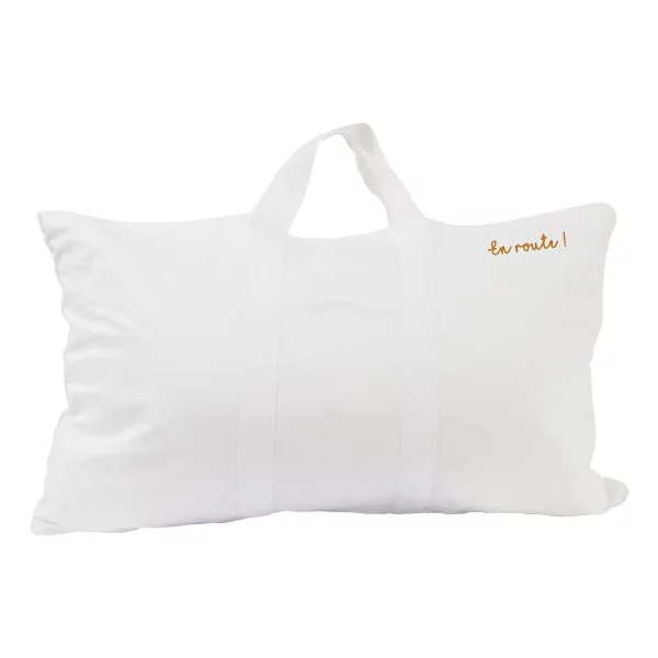 sac de couchage enfant maternelle coton bio avec oreiller intégré et sac de transport motif feuilles brodé au prénom