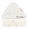 cape de bain personnalisée bébé éponge coton bio capuche avec oreilles motif feuilles de buis