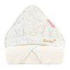 cape de bain personnalisée bébé éponge coton bio capuche avec oreilles motif feuilles de buis