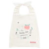 grande serviette élastiquée en lin et éponge motif pomme et phrase la belle vie en coton bio oekotex