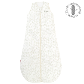 Gigoteuse pour enfant de 3 à 6 ans longueur 130 cm imprimé motif buis écru et vert en coton bio personnalisée prénom