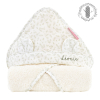 cape de bain personnalisée bébé éponge coton bio capuche avec oreilles motif feuilles de buis