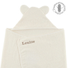 Cape de bain bébé mixte garçon fille écrue oreilles à personnaliser prénom avec broderie coton bio oekotex