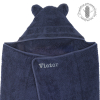 Cape de bain bébé mixte garçon fille bleu marine oreilles à personnaliser prénom avec broderie coton bio oekotex