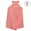 cape de bain bébé rectangulaire à oreilles ourson  bois de rose coton bio oeko-tex personnalisé au prénom