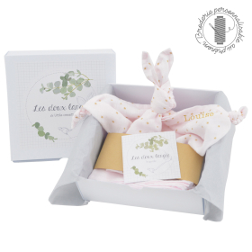 coffret cadeau bebe personnalisable prenom broderie lange coton bio oekotex doudou motif etoile et cygne princesse