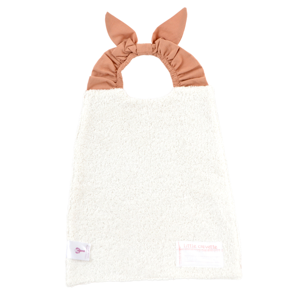 grand bavoir élastiqué pour la cantine ou la crèche en coton bio terracotta dos éponge