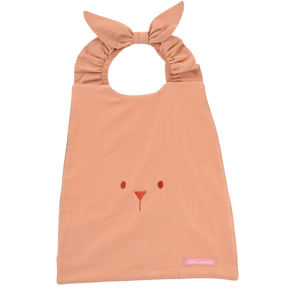 grand bavoir élastiqué pour la cantine ou la crèche en coton bio terracotta dos éponge