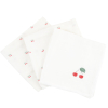 lot de 3 lange en double-gaze pur coton bio imprimé cerises