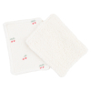 lot de 6 lingettes bébé lavables et réutilisables en lange et éponge pur coton bio écrues motif cerises