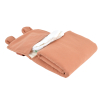 tapis à langer nomade imperméable ourson terracotta en coton bio et pvc fermeture facile élastique