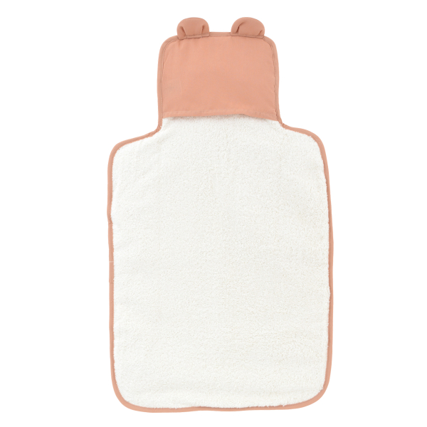 tapis à langer nomade imperméable ourson terracotta en coton bio et pvc fermeture facile élastique