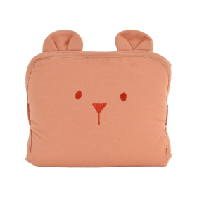 tapis à langer nomade imperméable ourson terracotta en coton bio et pvc fermeture facile élastique