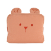 tapis à langer nomade imperméable ourson terracotta en coton bio et pvc fermeture facile élastique
