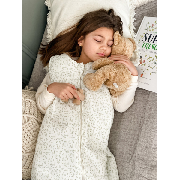 gigoteuse enfant 150 cm 6-10 ans en coton bio imprimé feuilles chaude TOG 2.5