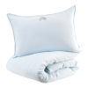 Parure de lit gaze de coton unie bleu glacier brodée arc-en-ciel 100x140 cm