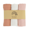 Lot de 3 langes bébé mixte uni écru corail terracotta en coton bio oekotex