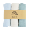 Lot de 3 langes bébé mixte uni écru bleu glacier vert sauge en coton bio oekotex