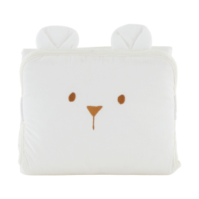 tapis à langer nomade blanc cassé brodé ourson imperméable coton bio
